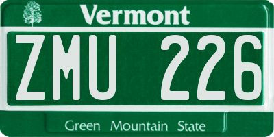 VT license plate ZMU226