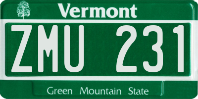 VT license plate ZMU231