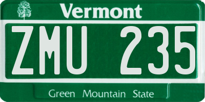 VT license plate ZMU235
