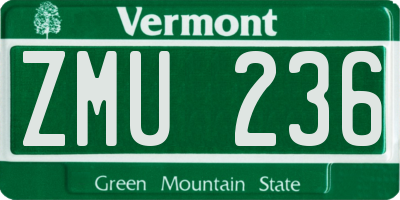 VT license plate ZMU236