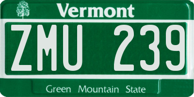 VT license plate ZMU239