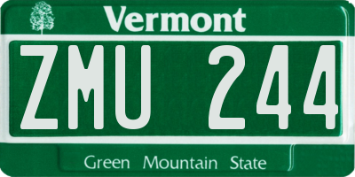 VT license plate ZMU244