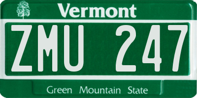 VT license plate ZMU247