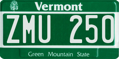 VT license plate ZMU250