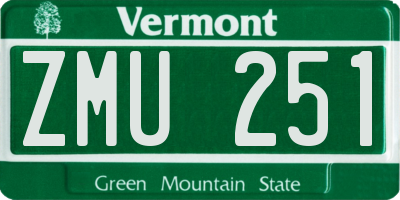 VT license plate ZMU251