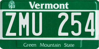 VT license plate ZMU254