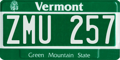 VT license plate ZMU257