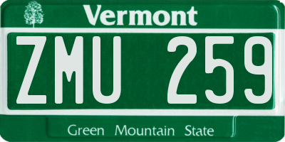 VT license plate ZMU259