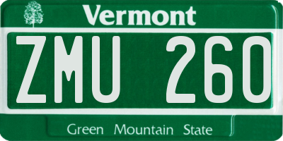 VT license plate ZMU260