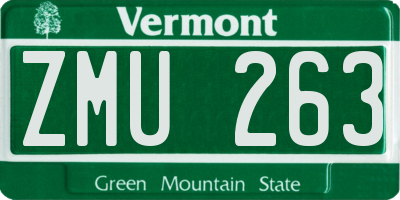 VT license plate ZMU263