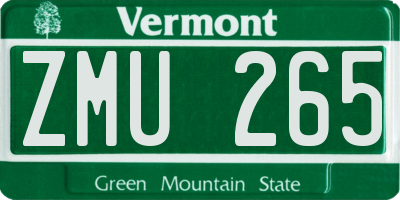 VT license plate ZMU265