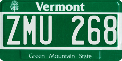 VT license plate ZMU268