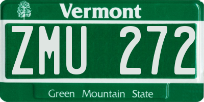 VT license plate ZMU272