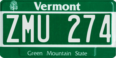VT license plate ZMU274