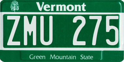 VT license plate ZMU275
