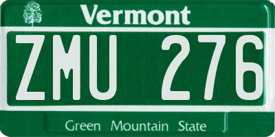 VT license plate ZMU276