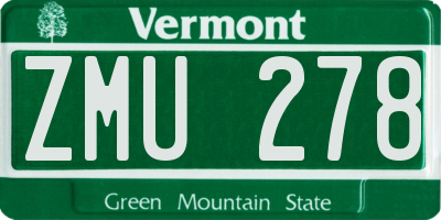 VT license plate ZMU278