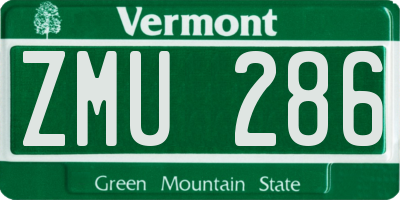 VT license plate ZMU286