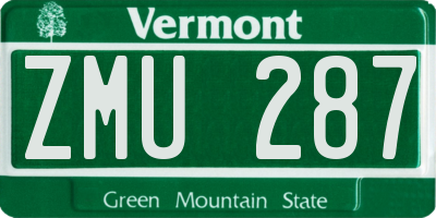 VT license plate ZMU287