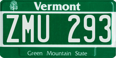 VT license plate ZMU293