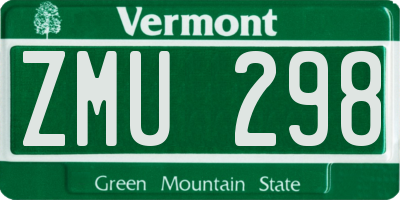 VT license plate ZMU298