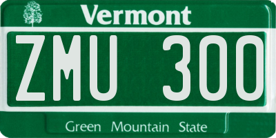 VT license plate ZMU300