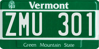 VT license plate ZMU301