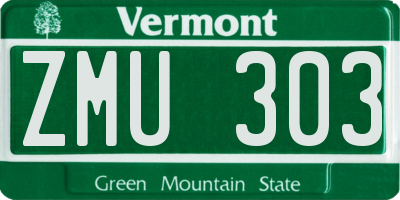 VT license plate ZMU303