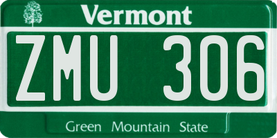 VT license plate ZMU306