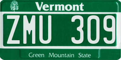 VT license plate ZMU309