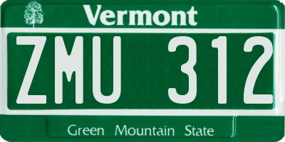 VT license plate ZMU312