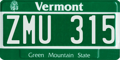 VT license plate ZMU315