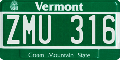 VT license plate ZMU316