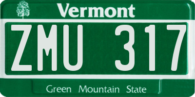 VT license plate ZMU317