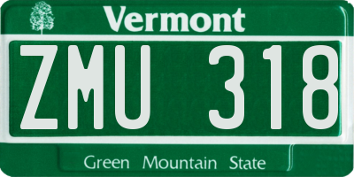 VT license plate ZMU318