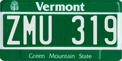 VT license plate ZMU319