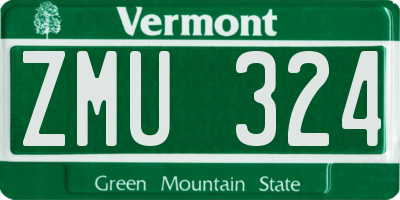VT license plate ZMU324