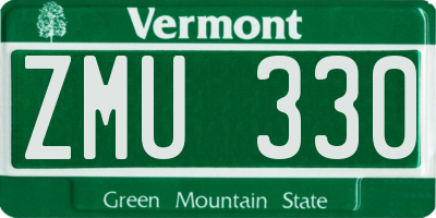 VT license plate ZMU330