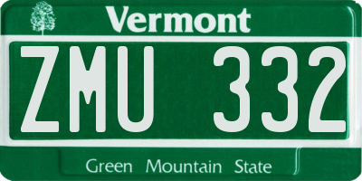 VT license plate ZMU332