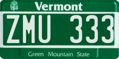 VT license plate ZMU333