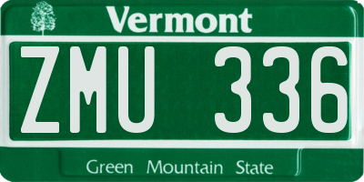 VT license plate ZMU336