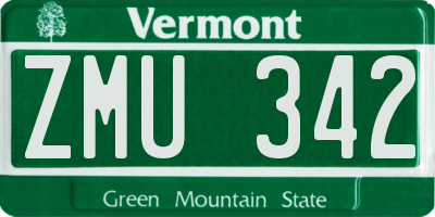 VT license plate ZMU342