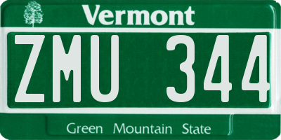 VT license plate ZMU344