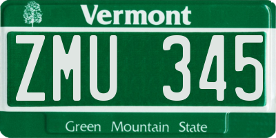VT license plate ZMU345