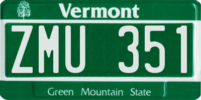VT license plate ZMU351