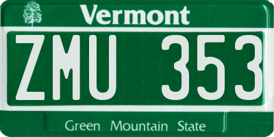 VT license plate ZMU353