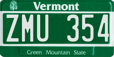 VT license plate ZMU354