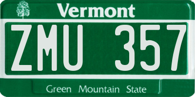 VT license plate ZMU357