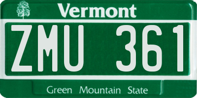 VT license plate ZMU361