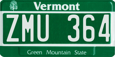 VT license plate ZMU364